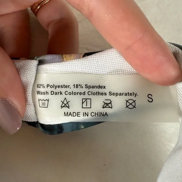 Grey and Navy Blue Marble Print High Rise Cheeky Bikini Bottoms Small - Picture 3 of 8